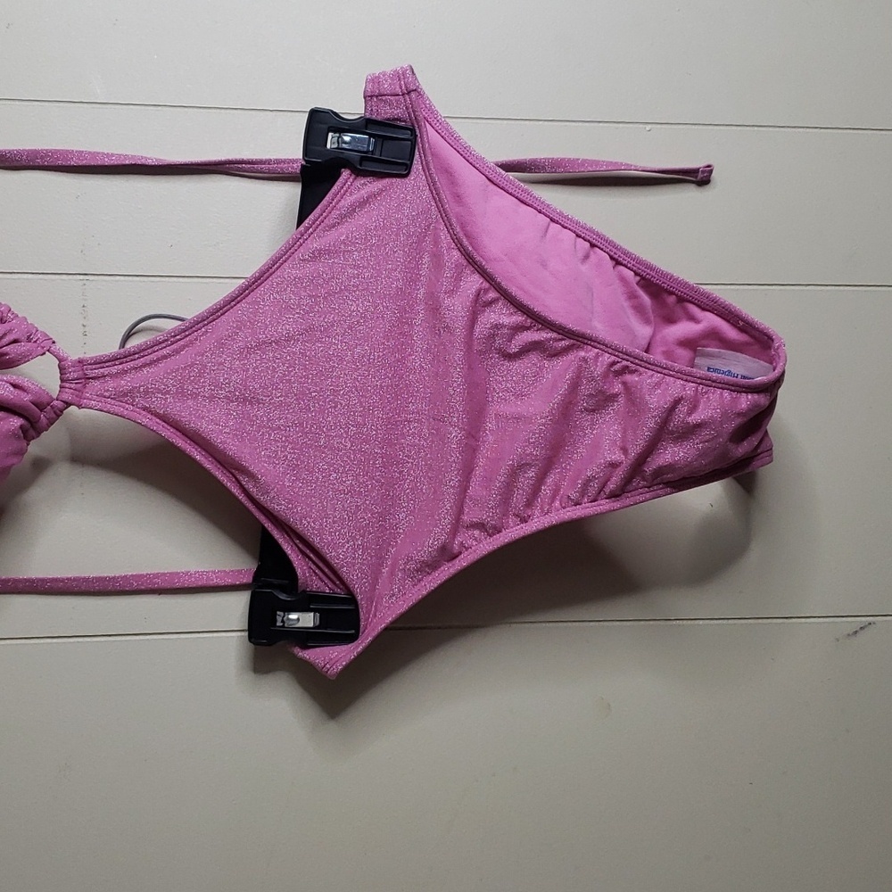 Women's Cut Out One Piece Swimsuit Pink Glitter XSMALL Wild Fable - Picture 4 of 7